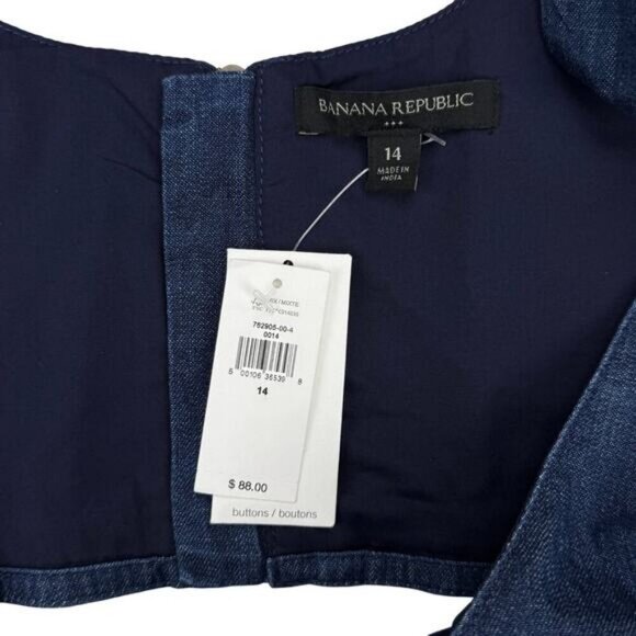 Banana Republic Denim Scoop Neck Corset In Dark Blue Womens Size 14 - Picture 5 of 6